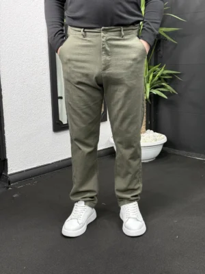 Baggy Keten Pantolon Haki Yeşil