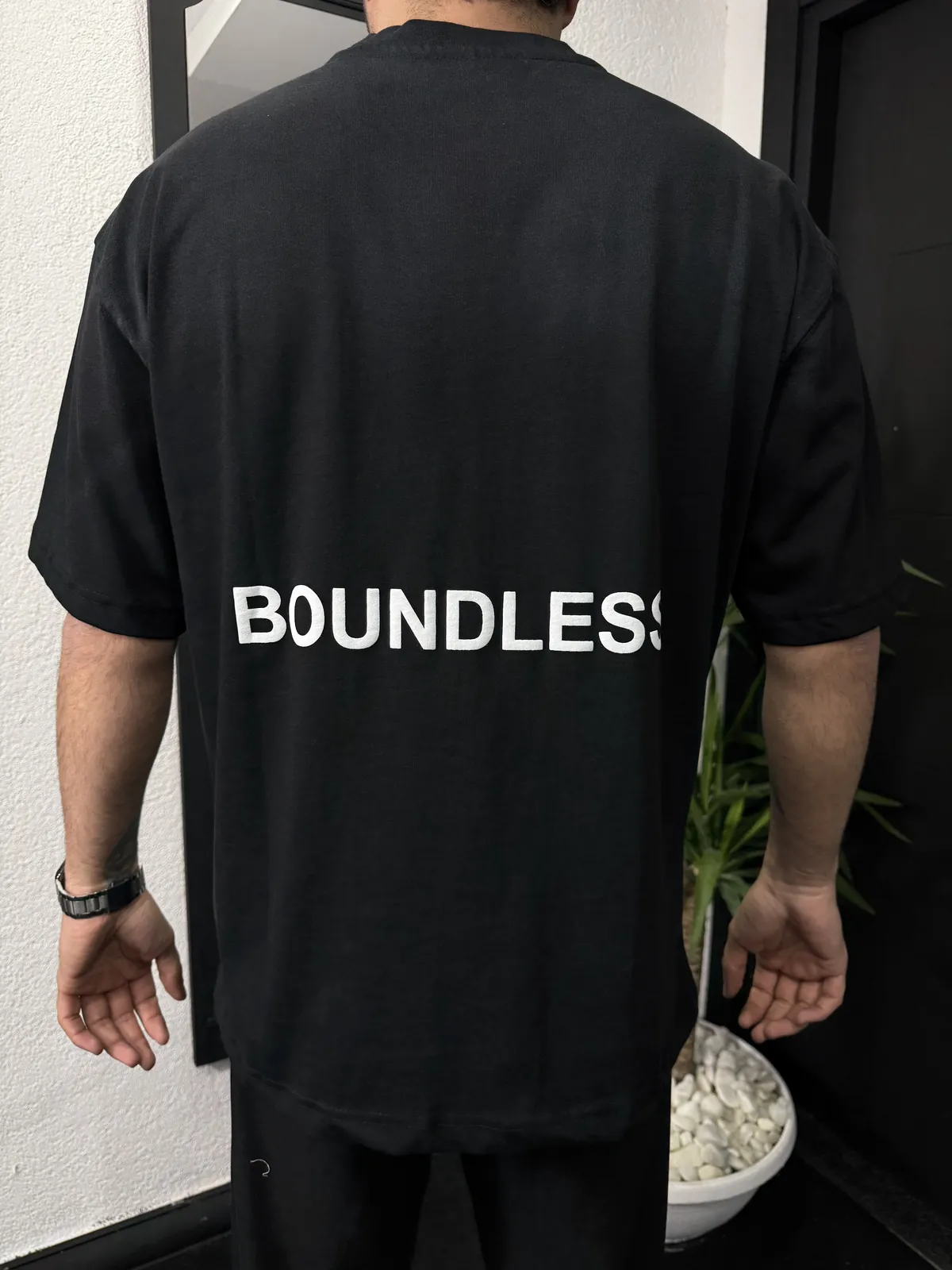 Boundless Yazılı Oversize Eskitme Tişört Taç Rengi
