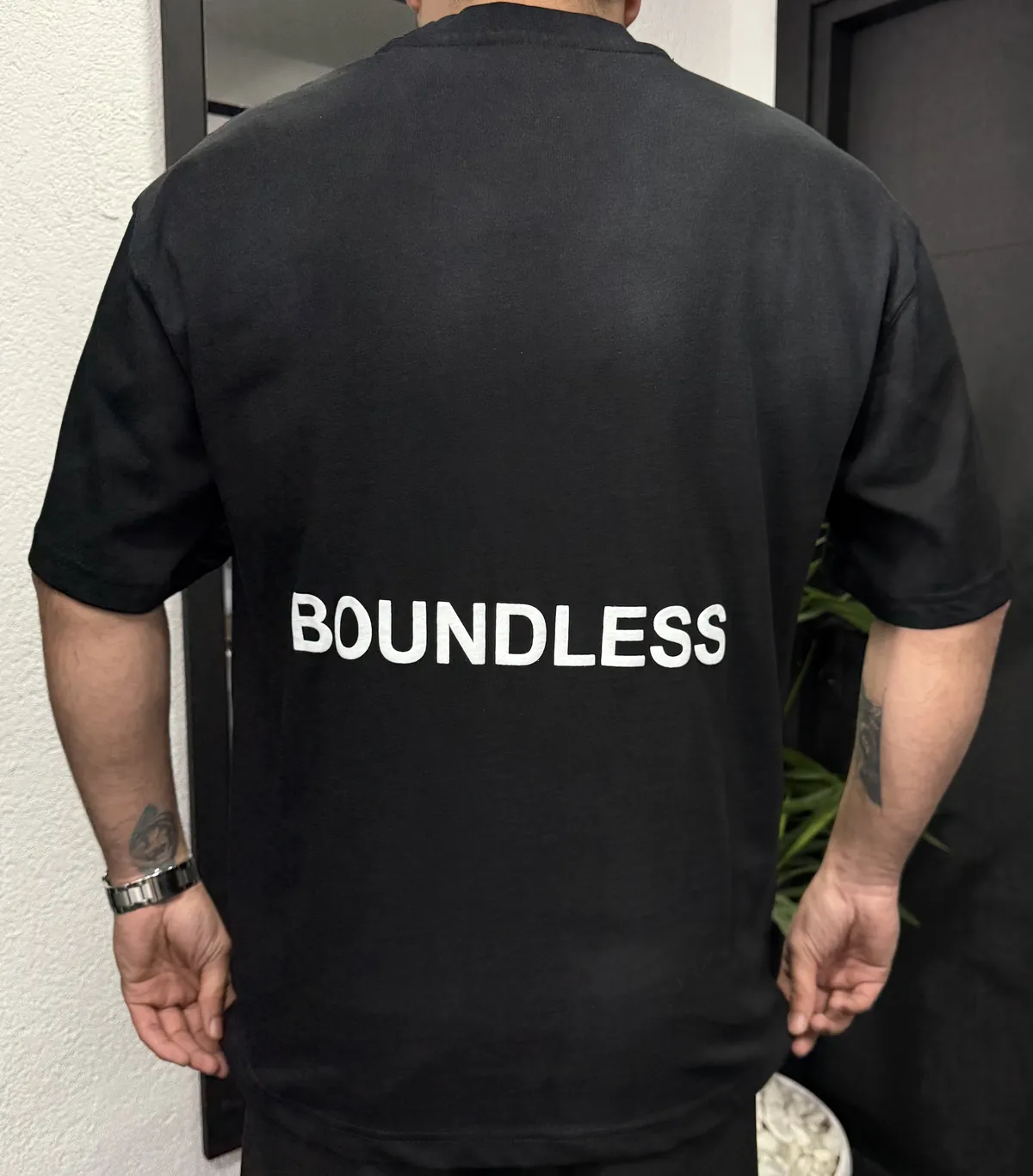 Boundless Yazılı Oversize Eskitme Tişört Taç Rengi - Görsel 4