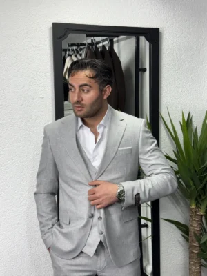 Gri Klasik 3lü Takım Elbise