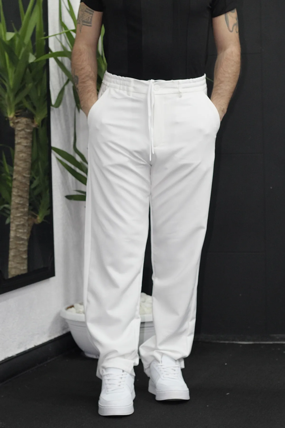 Jagger İpli Baggy Pantolon – Beyaz - Görsel 4