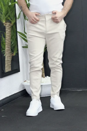 Kemersiz Slimfit Krem