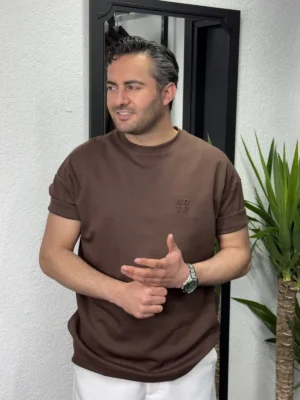 Oversize Kalıp NOIR İşlemeli Tişört Kahverengi