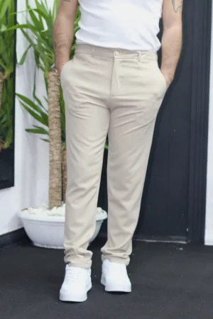 İtalyan Regular Fit Kumaş Pantolon – Krem