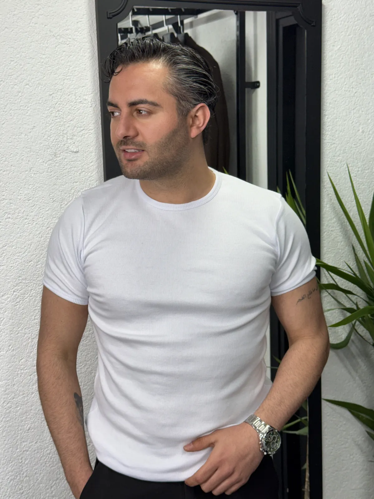 Slimfit Basic Tişört Beyaz - Görsel 2