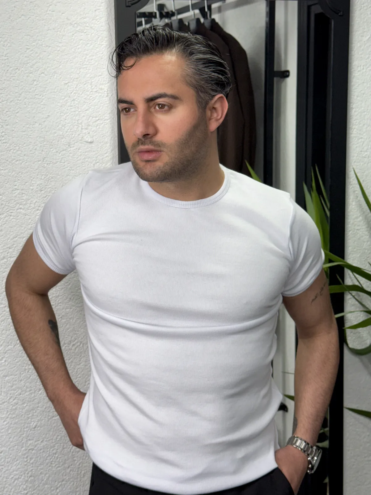 Slimfit Basic Tişört Beyaz - Görsel 3