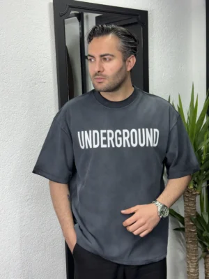 Underground Yazılı Oversize Tişört Taç Rengi